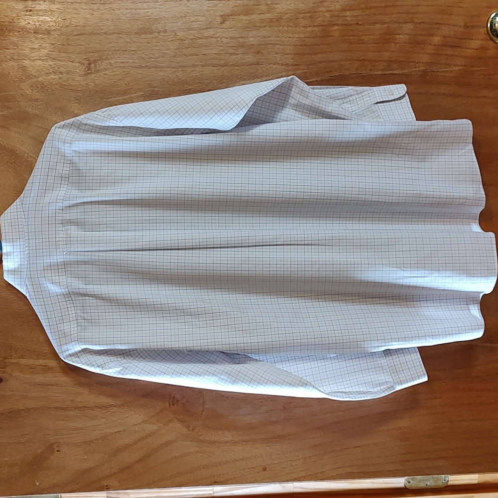 Roundtree & Yorke Gold Label Non-Iron Shirt White Blue Plaid 100% Cotton 15½/33 - Picture 5 of 12